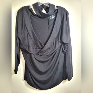 Lane Bryant black crossover v-neck tunic women's 18 /20  #1969